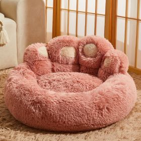 Kennel Warm Medium Large Dog Corgi Golden Retriever Bed Fleece-lined Sofa Mattress (Option: Pink-XL Diameter 70cm)