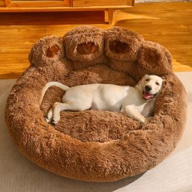 Kennel Warm Medium Large Dog Corgi Golden Retriever Bed Fleece-lined Sofa Mattress (Option: Dark Coffee Color-2XL Diameter 90cm)