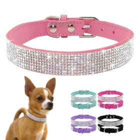 Dog Collar Crystal Glitter Rhinestone Pet Collars Zinc Alloy Buckle Collar For Small Medium Dogs Cats Chihuahua Pug Dog Collar (Color: brown, size: M)