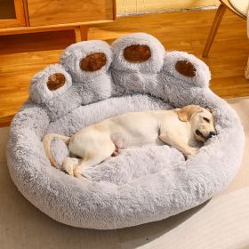 Kennel Warm Medium Large Dog Corgi Golden Retriever Bed Fleece-lined Sofa Mattress (Option: Light Gray-XL Diameter 70cm)